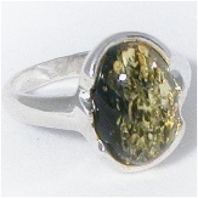 Green amber and silver ring