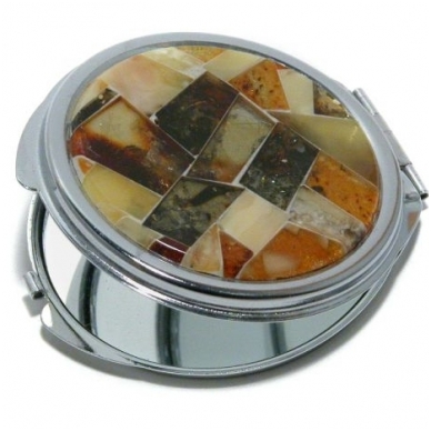 Hand mirror decorated with the Baltic amber