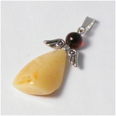 Yellowish-white amber pendant of angel