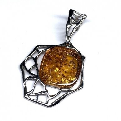 Modern amber pendant with silver 3