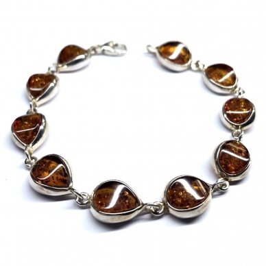 Silver bracelet with cognac amber