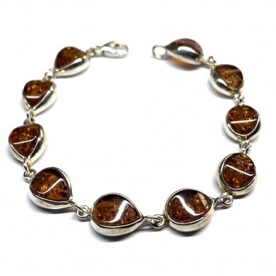 Silver bracelet with cognac amber 2