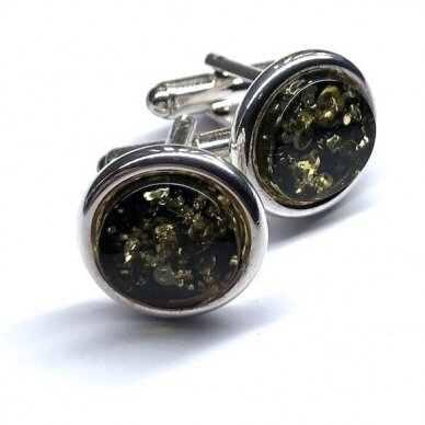 Silver cufflinks with green amber