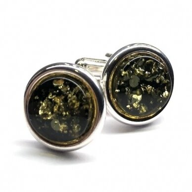 Silver cufflinks with green amber  2