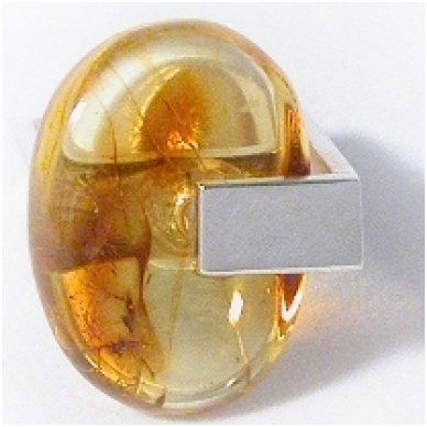 Honey color amber and silver ring 2