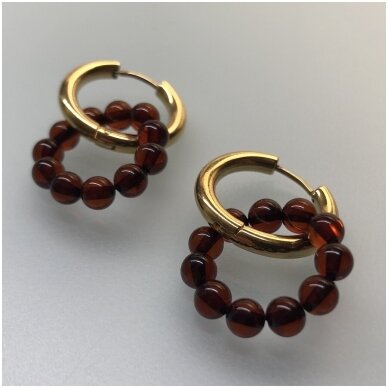 Cherry amber earings "Orb" 2