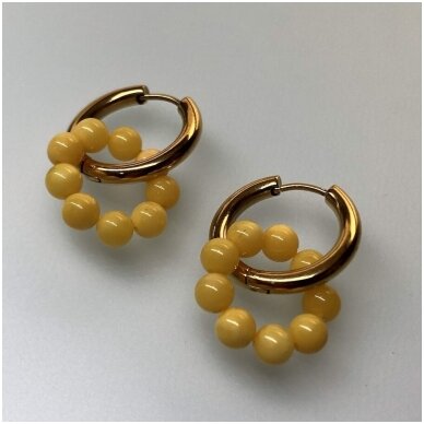 Yellow amber earings "Orb"