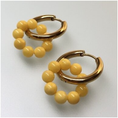 Yellow amber earings "Orb"  2